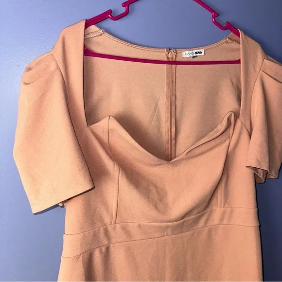 Fashion Nova Blush Pink Puff Sleeve Mini Dress. Women’s Plus Size - Picture 2 of 8